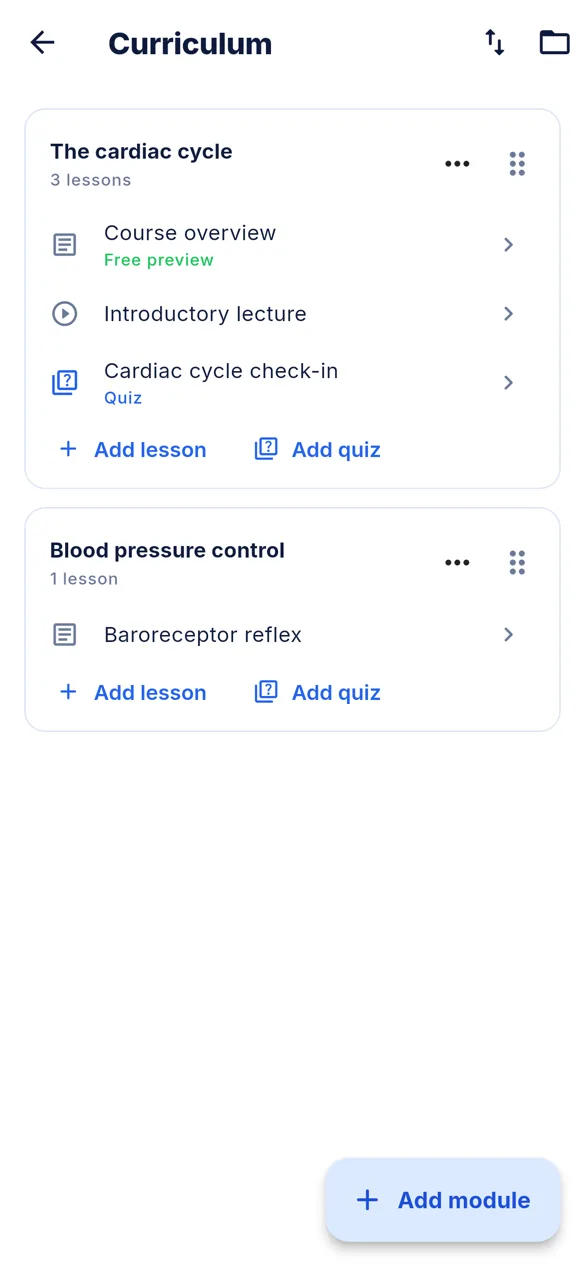 Creator Studio curriculum editor