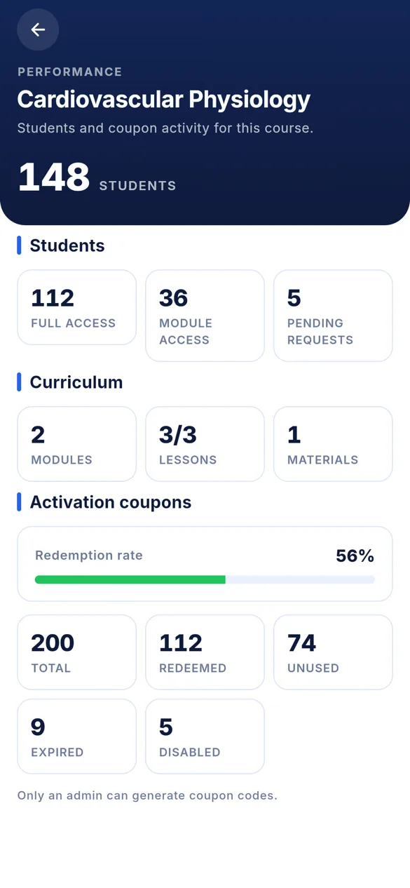 Course performance in Creator Studio